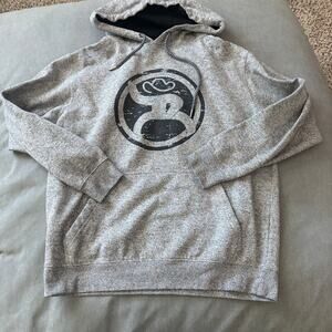 Hooey Brand Hoodie Med Gray Distressed Logo  Western Ranch Rodeo Horse Cowboy